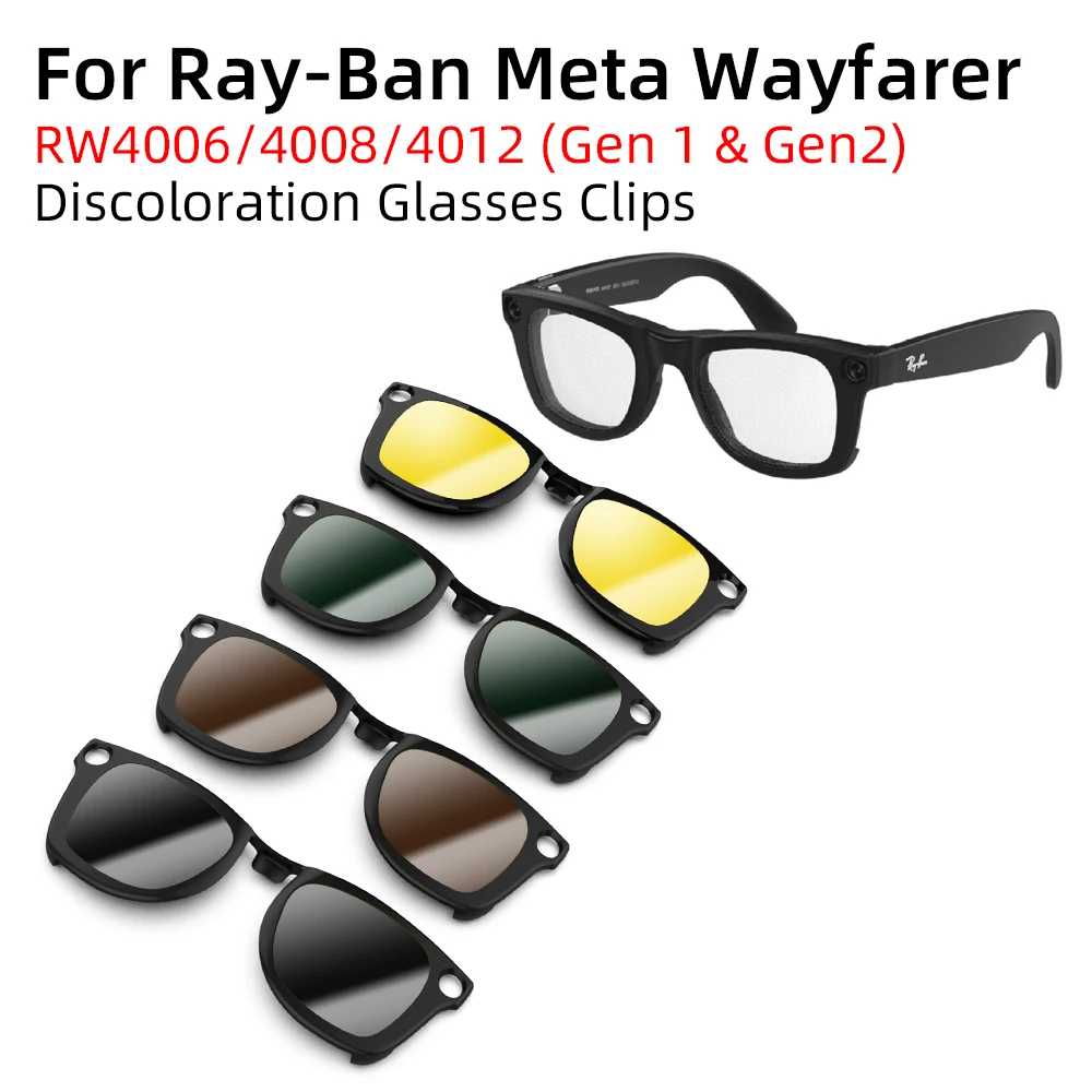 Hibloks For Ray-Ban Meta Wayfarer & GEN 2 RW4012/RW4008/RW4006 Smart Glasses Clip M&L Polarized Sunglasses Lenses Anti-Glare