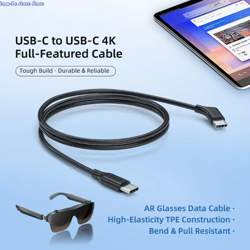 D0UA AR Glasses USB Type C Cable PD65W Charging 4K@60Hz Video PVC Cord 10Gbps