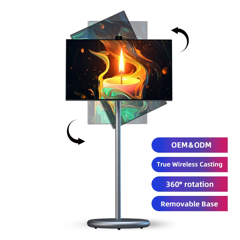 Factory Hot Selling 1920*1080 Android 12 System Smart Tv Tvs 27 Inch Portable Monitor Gray Vertical Tv With Battery
