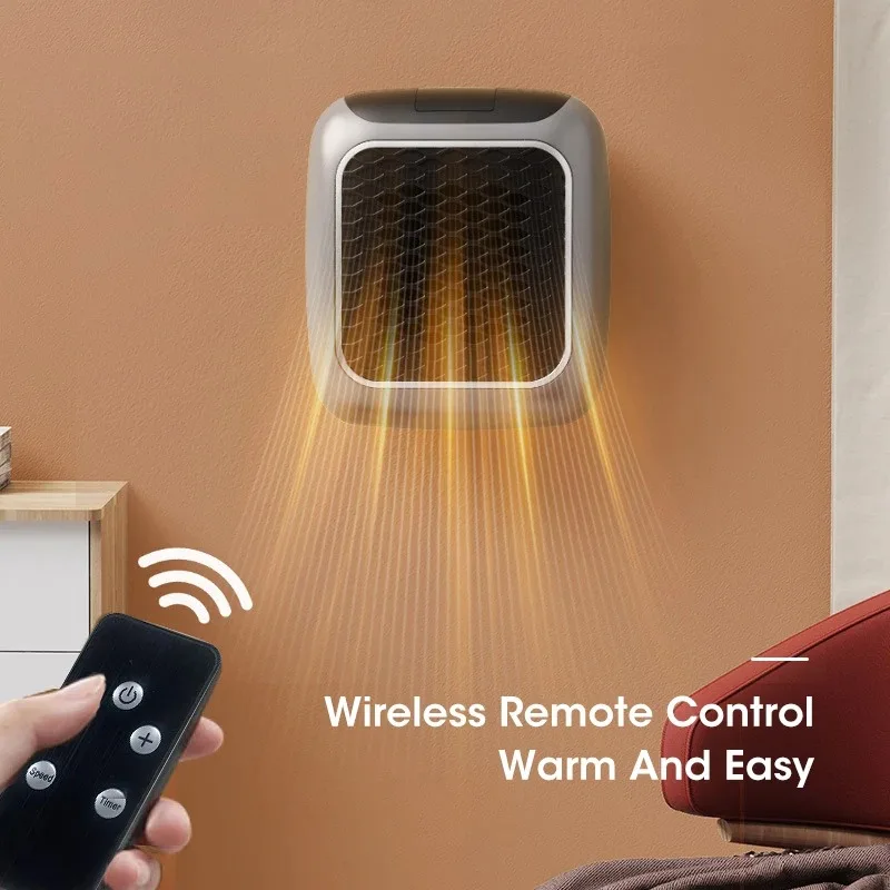 PTC Ceramic Heater Wall Mount Desktop Portable with Remote Control for Bathroom Home Office Fast Heating Fan