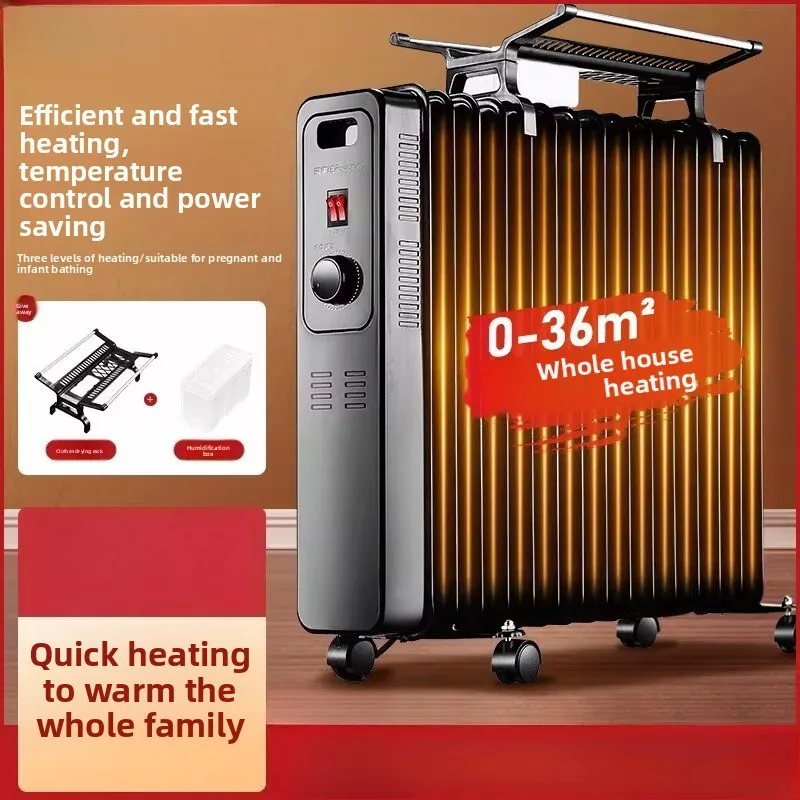 Oil-filled radiator heater, household energy-saving fan heater, indoor fast-heating stove, electric heater, 2025 new model.