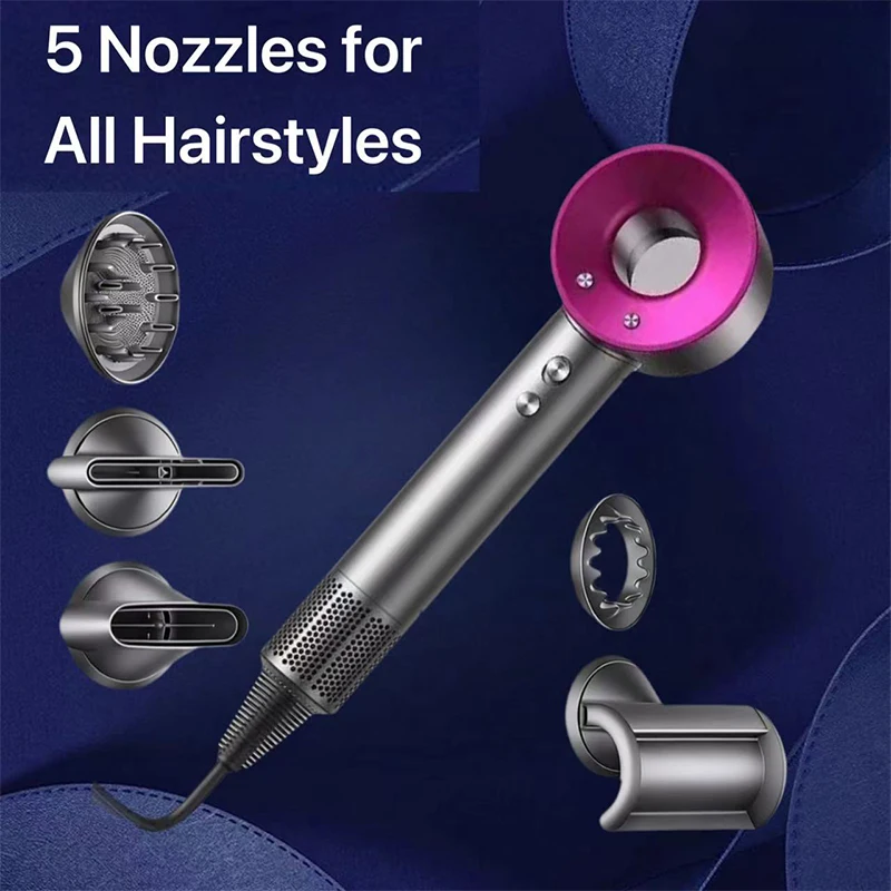 5 in 1 Professional Hair Dryer, with Hot and Cold Air Functionality - Lightweight and Thermostatic Styling Tool for Smooth Hair