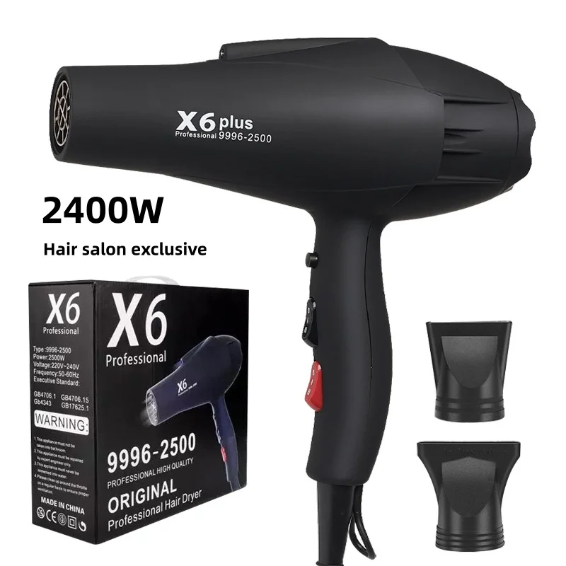 New X6 Hair Salon Professional Hair Dryer 2400W High Power Strong Wind Speed Drying Home Hairdryer Recommended Hairdryer