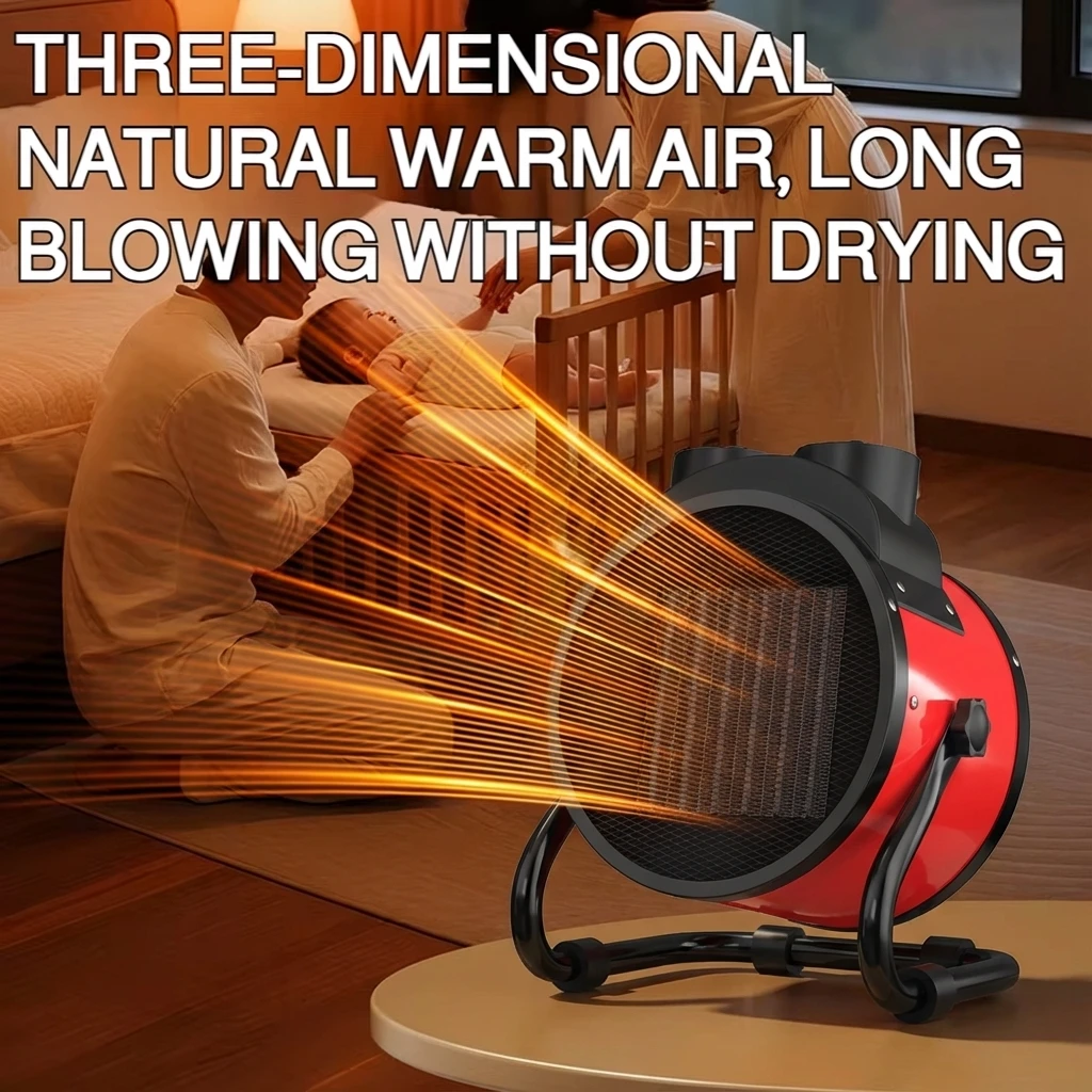 Portable 2000W Space Heater with Fan 2 Heat Settings Adjustable Thermostat Fan Mode Tip Over Overheat Protection for Indoor