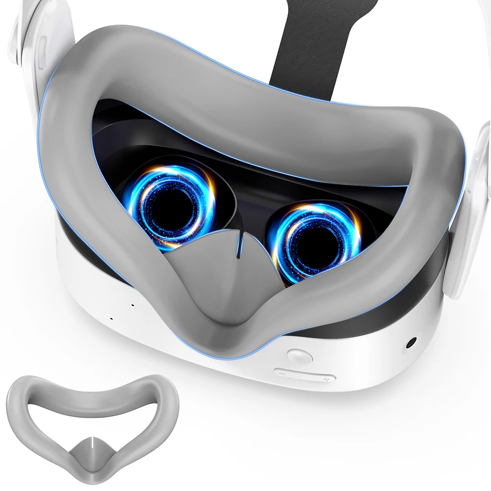 Silicone VR Face Cover with Anti-Leakage Nose Pad Face Cushion Face Cushion Pad Replacement for Meta Quest 3S VR Accessories