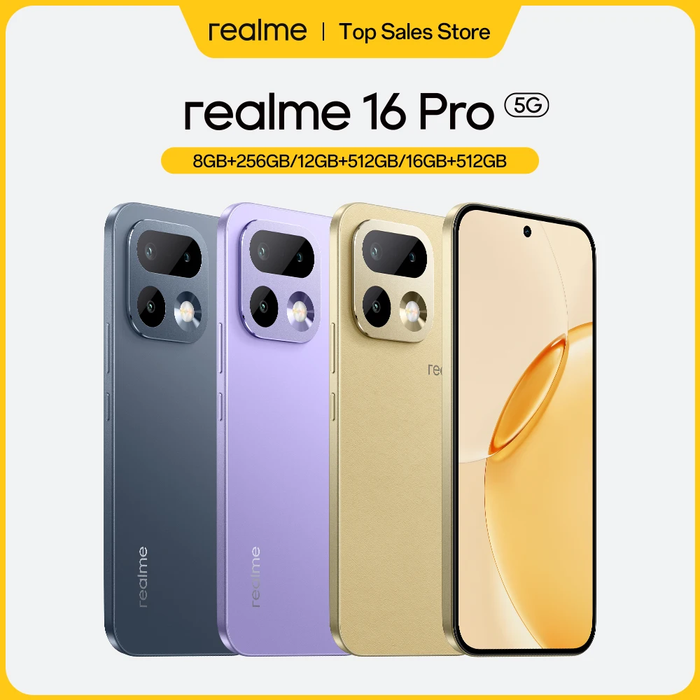 realme 16 Pro Smartphone 6.78" 144Hz AMOLED Display Dimensity 7300-Max 5G Chipset 200MP Main Camera 50MP Selfie Camera IP69 Pro