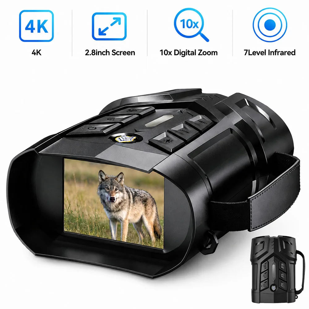 Outdoor Night Vision Binoculars 7Level Infrared Vision Night Goggle 10x Digital Zoom Goggles Hunting Telescope for Hunting, Boat
