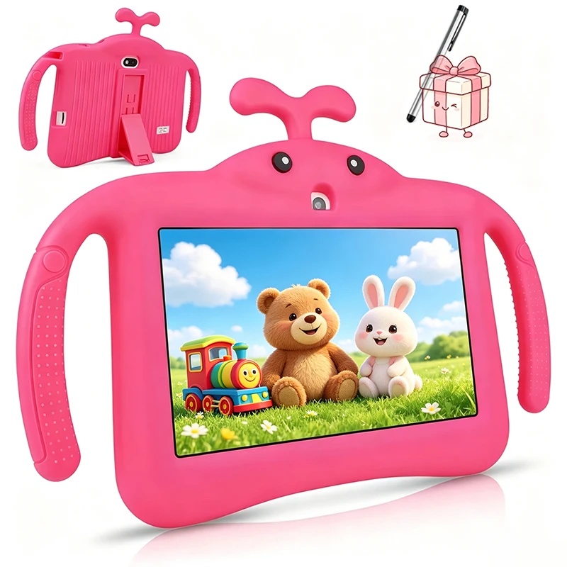 7 Inch 5G WiFi Android Tablet Cartoon Pattern Octa Core 4GB RAM 64GB ROM Children's Tablets with Stylus Pen