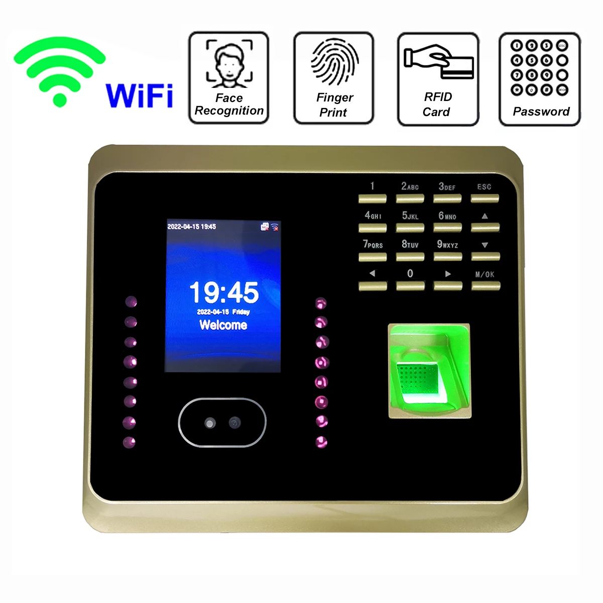 ZKTime 5.0 UF100 WiFi Biometric Face Attendance System Fingerprint Time Clock Employee Attendace Management Electronic Device