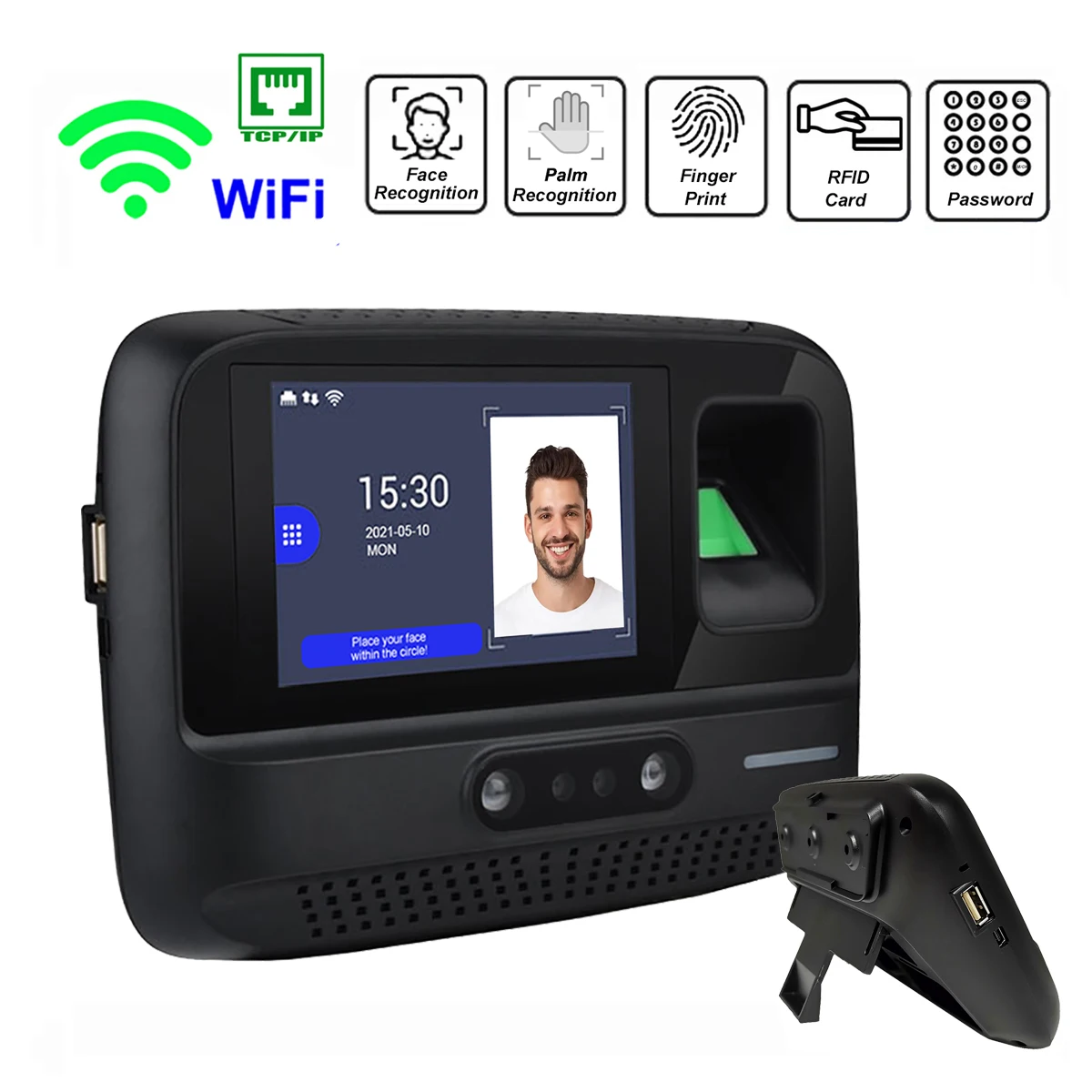 WiFi Palm Face Recognition Time Attendance Machine Desktop Fingerprint Card Empolyee Electronic Attendance Management System