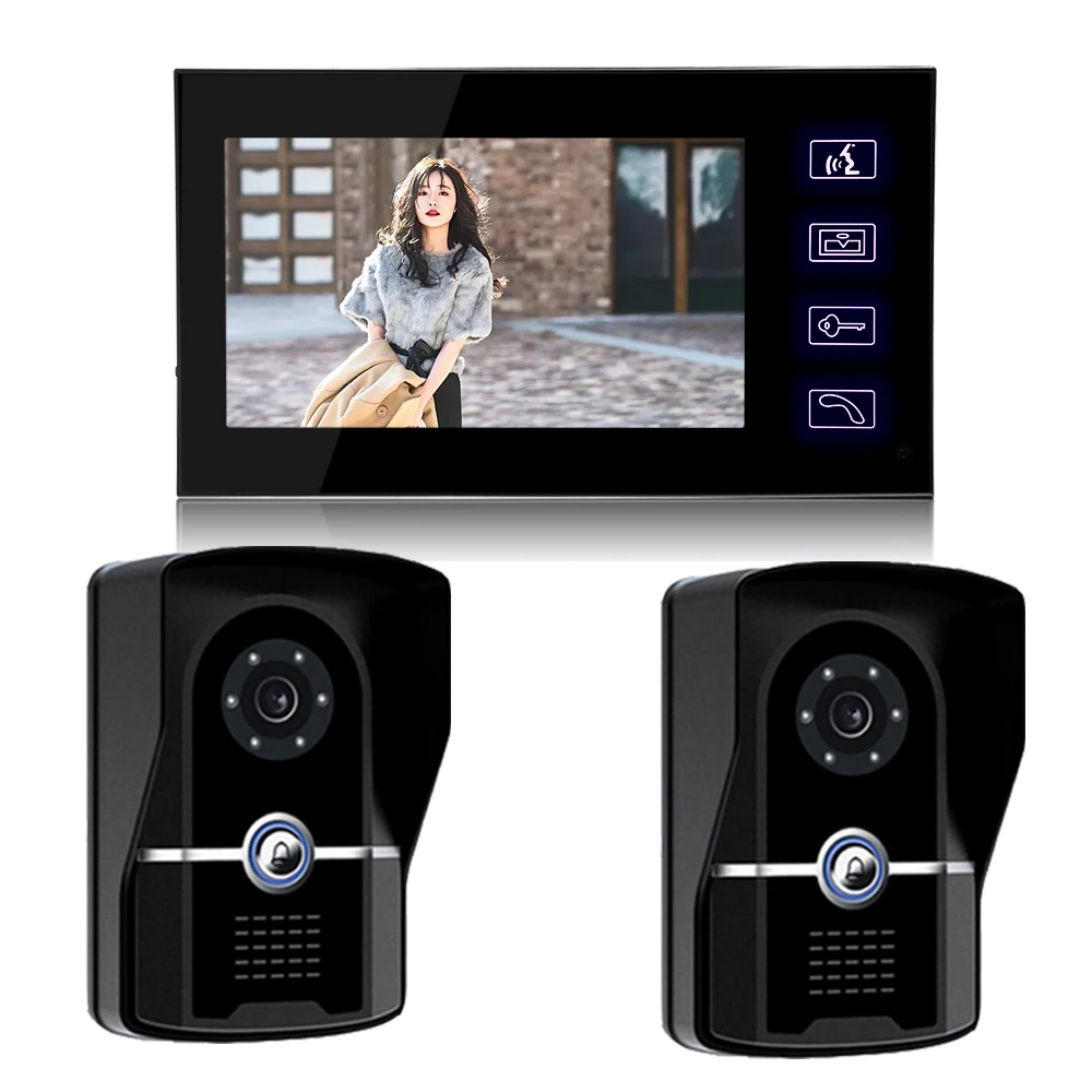 SYSD 7 Inch Color Monitor Video Door Phone Intercom System with Waterproof Camera Touch Button Home Security