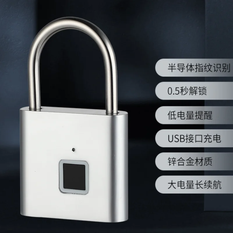 Rechargeable Waterproof Keyless Fingerprint Padlock, Secure Door Lock for Home House and Office Security