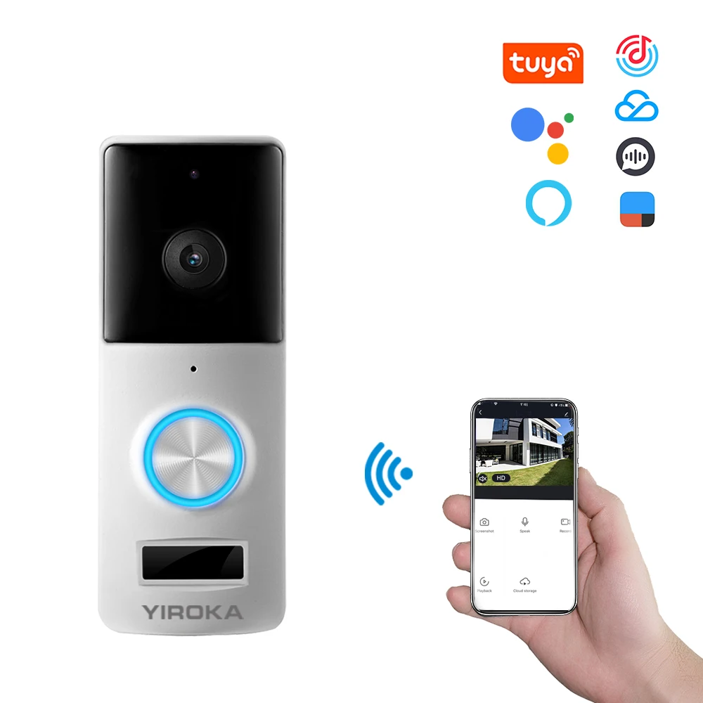 2MP 1080P  Tuya APP WIFI IP Doorbell Battery Power 140Degree Wide Angle Visual Door Viewer Video Door Phone With Indoor Chime
