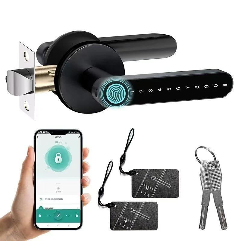 Graffiti Interior Wooden Door Handle Lock For Offices Bedrooms Smart Locks With Electronic Passwords Home Use Fingerprint Locks